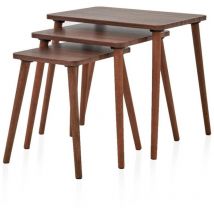 Calicosy - Lot de 3 tables basses gigognes décor noyer L58 cm - tuval