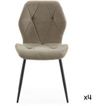 CALICOSY - Lot de 4 chaises en tissu avec pieds en métal noir L47,5 cm - LUNA