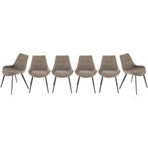 Signature - Lot de 6 chaises en tissu taupe L62 cm - colombe
