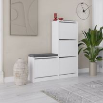Calicosy - Armoire à Chaussures Blanche, Grande Capacité, 105x118,5x26 cm, Pour Grand Vestibule ou Salle de Sport
