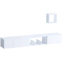 Calicosy - Meuble suspendu tv 3 portes 1 niche blanc L180 cm - pandora