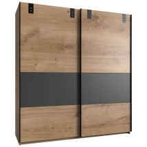 Schrank mit 2 Schiebetüren und graphitfarbenem Einsatz - L135 cm