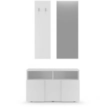 CALICOSY - SET 3 pièces avec petit meuble, porte manteau mural et miroir Dama - H165 cm