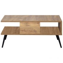Calicosy - Table basse décor bois pin et noir L90 cm - bukle