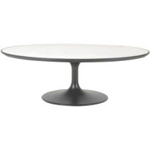 Calicosy - Table basse ovale en marbre blanc tulipe