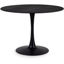 Calicosy - Table ronde avec plateau en verre imitation marbre L110 cm - ada