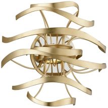 Calligraphy Aplique de pared de 2 luces Hoja de oro inoxidable pulido, vidrio, 2700K