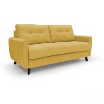 Divani.store - Callisto Canapé lit convertible en tissu doux imperméable T02 208 cm (mat. 160x197) jaune