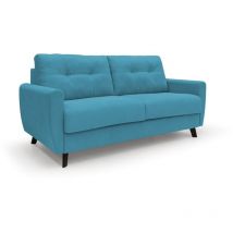 Divani.store - Callisto Canapé lit convertible en tissu doux imperméable T02 188 cm (mat. 140x197) bleu ciel