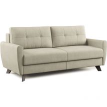 Divani.store - Callisto Canapé lit convertible en tissu doux imperméable T02 188 cm (mat. 140x197) creme