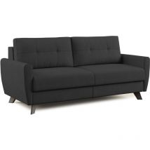 Divani.store - Callisto Canapé lit convertible en tissu doux imperméable T02 188 cm (mat. 140x197) noir