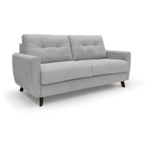 Divani.store - Callisto Schlafsofa aus weichem, wasserfestem Stoff T02 188 cm (mat. 140x197) hellgrau