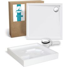 Calmwaters Duschwannen-set Modern Select, Flache Acryl-brausewanne Mit Wannenträger Und Excenter-ablaufgarnitur, 80 X 80 X 2,5 Cm, Komplettset 