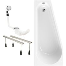 Calmwaters Raumsparende Eckbadewanne 160x70 Cm Essential Small, Made In Eu, 3in1 Acryl-badewanne Mit Wannenfüßen & Ablaufgarnitur, Platzsparende 
