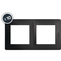 Caly plaque 2 postes horizontale ou verticale noir boite de 10 - 801060 - Debflex