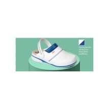Zueco acolchado en empeine anatómico con plantilla de microfibra técnica Dian mar 35 Blanco/Azulon