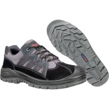Scarpa di sicurezza bassa 641870 – S1P SRC – Velluto-pelle, traspirante, antiscivolo, acciaio – Colore: Nero e grigio