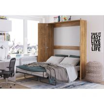 Cama abatible teddy 160x200 cm vertical roble burdeos