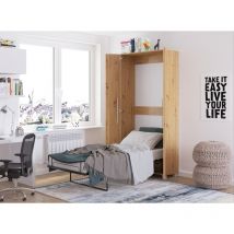 Cama abatible teddy 90x200cm vertical roble artesanal