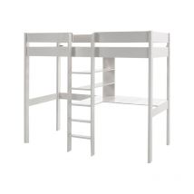M&s - Cama Alta 90x200 con Somier y Escritorio Vipack Pino - Blanco