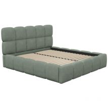 Cama baúl 140 x 190 cm - Tela bouclé - Verde almendra - damado de Pascal Morabito