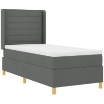 Vidaxl - Cama Box Spring colchón y luz led tela gris oscuro 80x200 cm