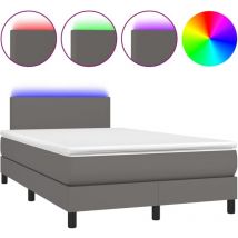 Bonnevie - Estructura de cama led con cabecero con somier y cubrecolchón 120x200 cm sintético gris TDL0207963