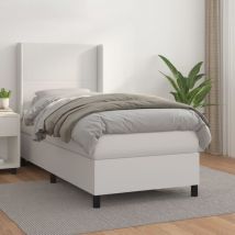 Torana - Cama box spring con colchón cuero sintético blanco 90x190 cm