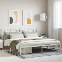 Estructura cama y cabecero,Cama individual metal blanca 200x200 cm vidaXL