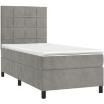 Cama box spring con colchón terciopelo gris claro 80x200 cm vidaXL
