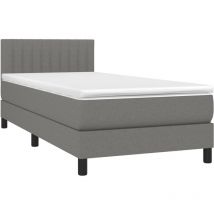 Jinlefu - Cama box spring con colchón tela gris oscuro 90x200 cm vidaXL