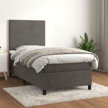 Cama box spring con colchón terciopelo gris oscuro 90x190 cm vidaXL