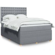 Torana - Cama box spring con colchón tela gris claro 140x200 cm