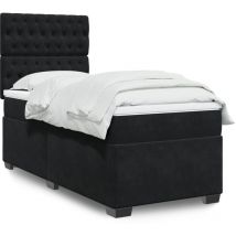 Cama box spring con colchón terciopelo negro 90x200 cm