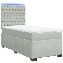 Vidaxl - Cama box spring con colchón terciopelo gris claro 90x190 cm