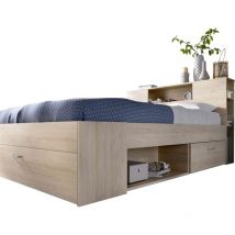DKT - Cama compacta matrimonio Pozo Alcón en natural, 95cm(alto) 147cm(ancho) 219cm(largo)