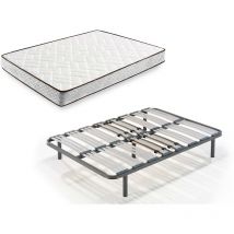 Cama Completa - Colchón Flexitex + Somier Multiláminas + 5 Patas De 26cm + Almohada De Fibra, 135x190 Cm