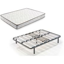 Cama Completa - Colchón Flexitex + Somier Multiláminas + 4 Patas De 32cm + Almohada De Fibra, 80x190 Cm