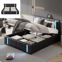 Fortuna Lai - Cama con almacenamiento 160x200cm - matrimonial en tejido de terciopelo con 2 cajones, somier de láminas y cabecero - diseño de botones