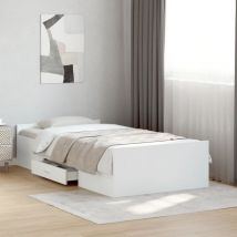 Cama con cajones madera de ingeniería blanca 75x190 cm