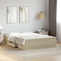 Cama con cajones madera de ingeniería roble Sonoma 120x190 cm Vidaxl 699428