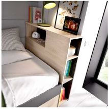 Befara - cama con cajones y estantes memory - Grafito / Natural