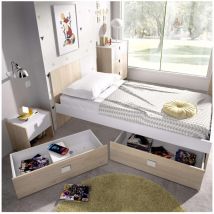 Cama con dos cajones Santisteban 90 cm para dormitorio juvenil 79 cm(alto)97 cm(ancho)196 cm(largo)