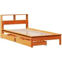 Vidaxl - Cama con estantería sin colchón madera maciza marrón 90x190 cm Marrón