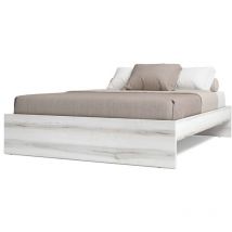 Cama para Dormitorio Habitación de Matrimonio Aro Estilo Contemporáneo en Color Blanco 150x190 cm
