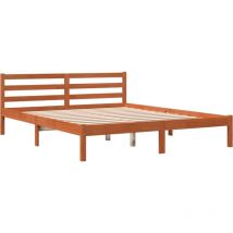 Ityhome - Cama sin colchón madera maciza de pino marrón cera 180x200 cm vidaXL