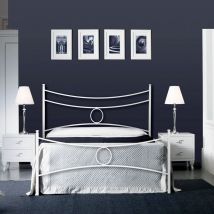 Argonauta - Cama de Hierro Romántica con Pie de Cama Coordinado - Blanco 126x208x h117 cm