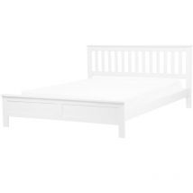 Cama de madera de pino blanca 160 x 200 cm estilo escandinavo Mayenne