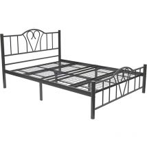 Design Ameublement - Cama de matrimonio metálica con Cabecero Color Negro Modelo Abril Para Colchón de 135x190