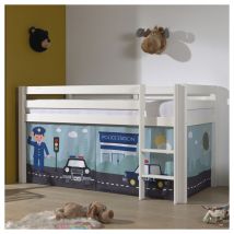 M&s - Cama de media altura 90x200 con somier y funda Policía Vipack Pino Blanco